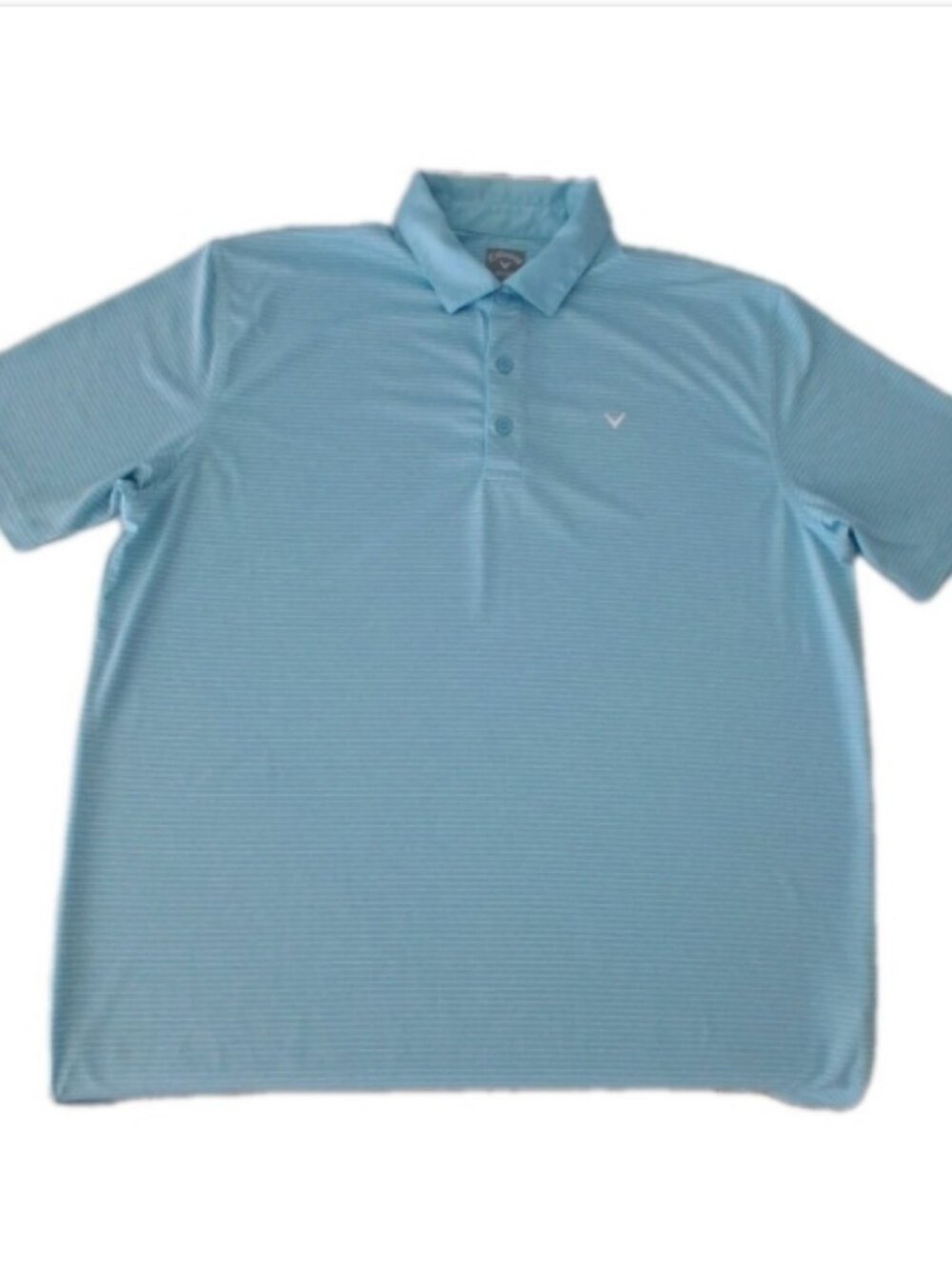 Callaway Polo Shirt Mens Large Aqua/White Striped Opti Dri Golf Performance